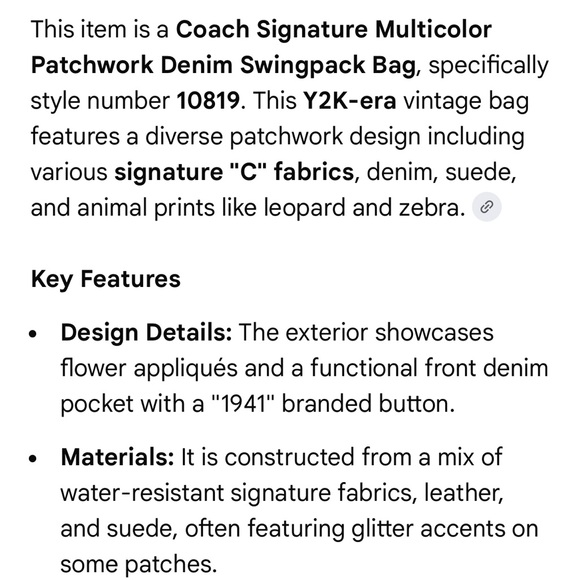 EUC c coach signature DENIM swing back bag - Picture 7 of 8